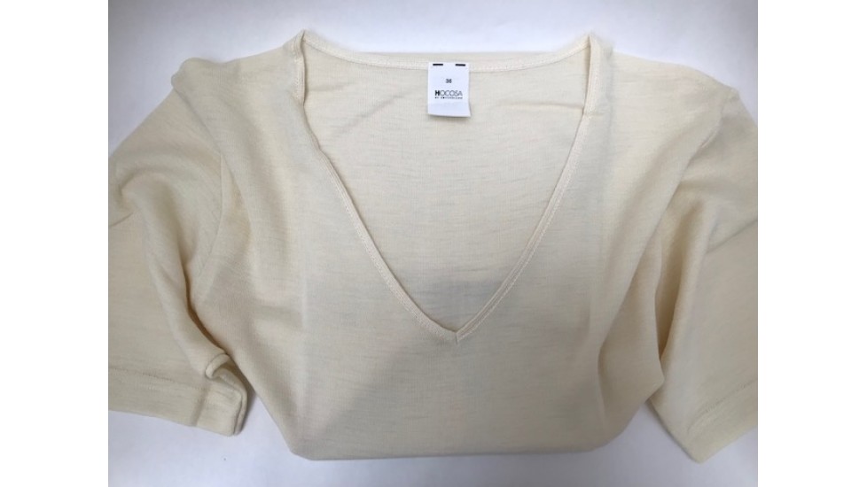 Women's wool and silk underwear, short-sleeved V-neck