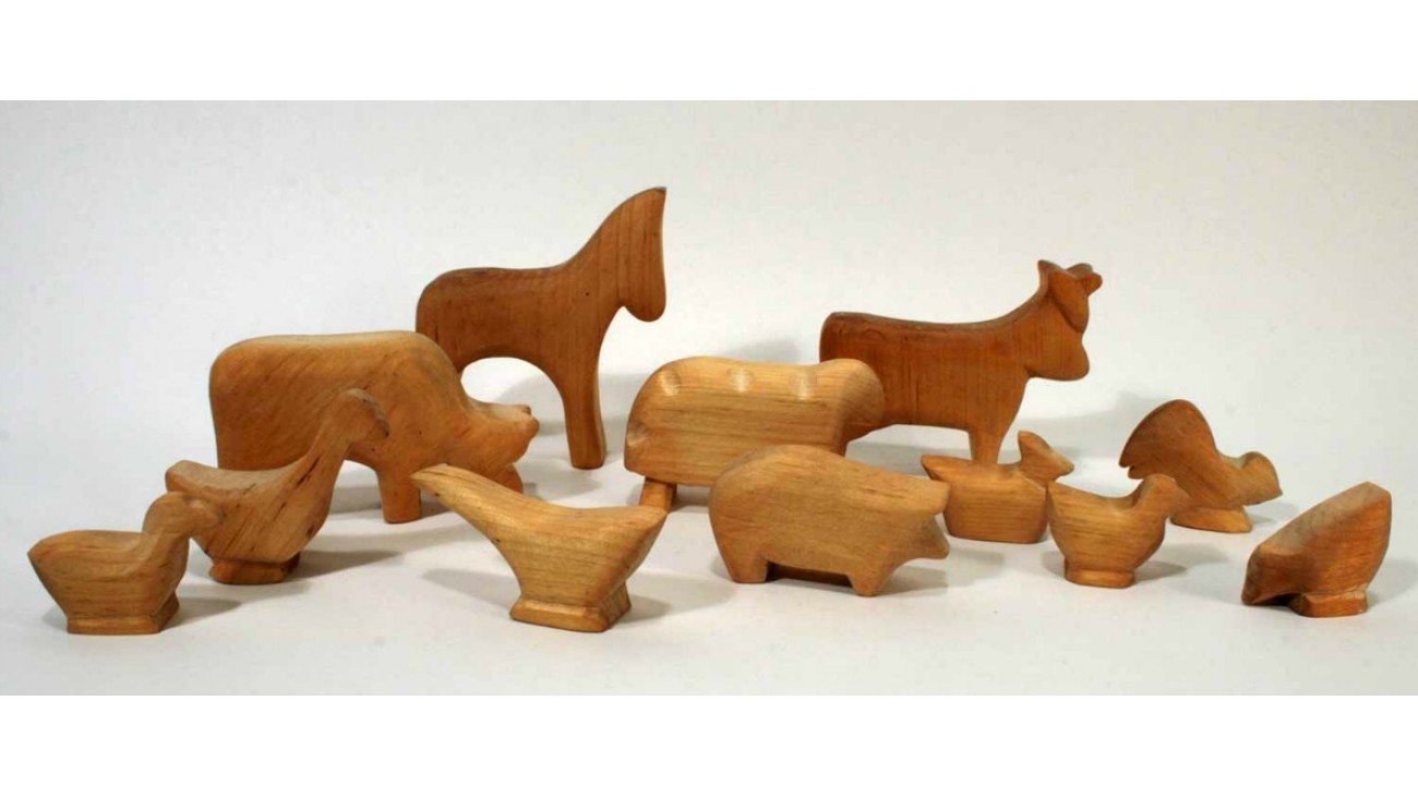 Set d'animaux en bois : animaux de la ferme