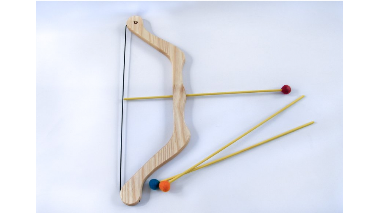 Arbalète pour enfants en bois avec 3 flèches